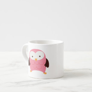 Taza De Espresso Búho rosado de la primavera