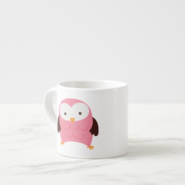 Taza De Espresso Búho rosado de la primavera (Izquierda)