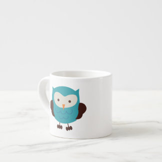 Taza De Espresso Búho verde azulado de la primavera