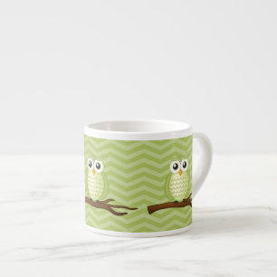 Taza De Espresso Búhos verdes lindos