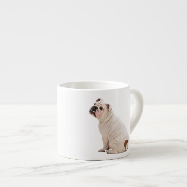 Taza De Espresso Bulldog blanco de perro lindo (Derecha)