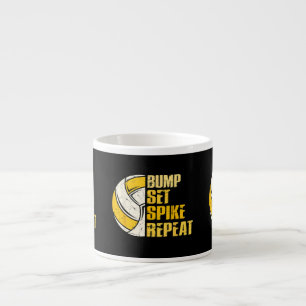Taza De Espresso Bump Set Spike Repetir Voleibol Divertido