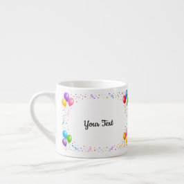 Taza De Espresso Bunte Party Ballons Konfetti Rahmen Design
