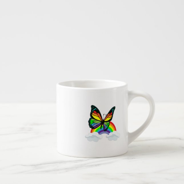 Taza De Espresso Butterfly with Rainbow (Derecha)