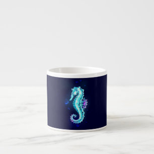 Taza De Espresso caballito de mar de hielo de cristal sobre fondo a