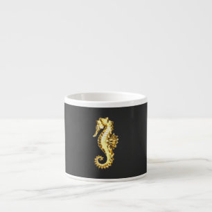 Taza De Espresso Caballo marino polígono de oro