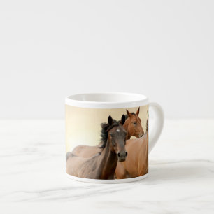 Taza De Espresso Caballos en puesta del sol