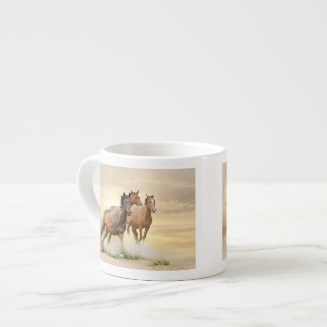 Taza De Espresso Caballos en puesta del sol (Izquierda)