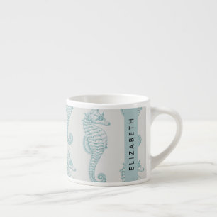 Taza De Espresso Caballos tropicales de mar, patrón de caballito de