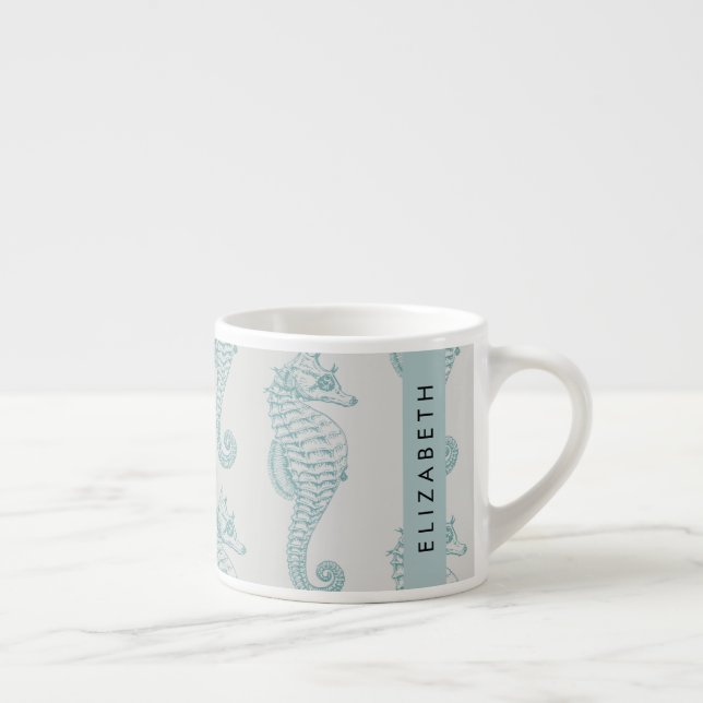 Taza De Espresso Caballos tropicales de mar, patrón de caballito de (Derecha)