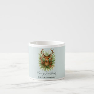 Taza De Espresso Cabeza de ciervo rústico del bosque con follaje de