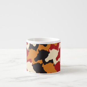 Taza De Espresso Cabezas de unicornio de camuflaje, patrón de repet