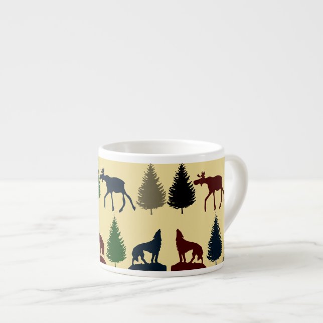 Taza De Espresso Cabina salvaje de la montaña del desierto del lobo (Derecha)