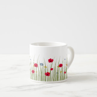 Taza De Espresso Cachorros rojos de flores silvestres