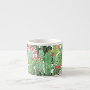 Taza De Espresso Cactus pintado a mano: verde desierto