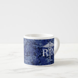 Taza De Espresso Caduceo de plata del RN de la enfermera