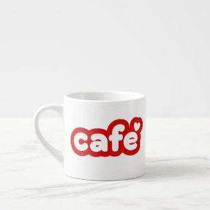 Taza De Espresso "Café" de Espresso Rojo Mug con detalles del coraz