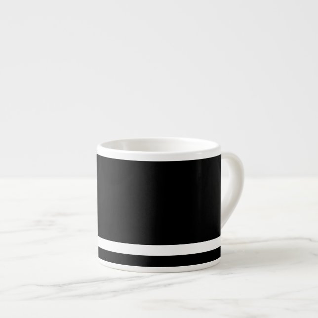 Taza De Espresso Café de negro fuerte con franja blanca (Derecha)