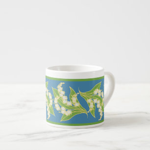 Taza De Espresso Café Espresso Mug: Lilies of the Valley, Blue