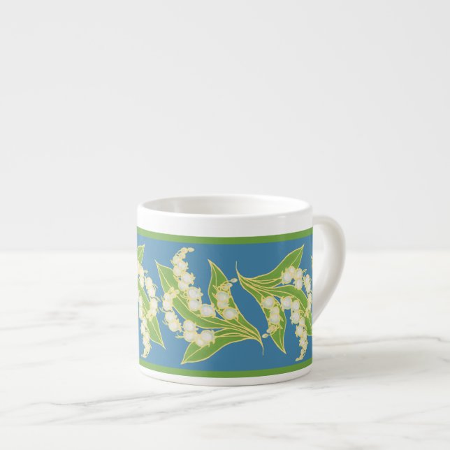 Taza De Espresso Café Espresso Mug: Lilies of the Valley, Blue (Derecha)