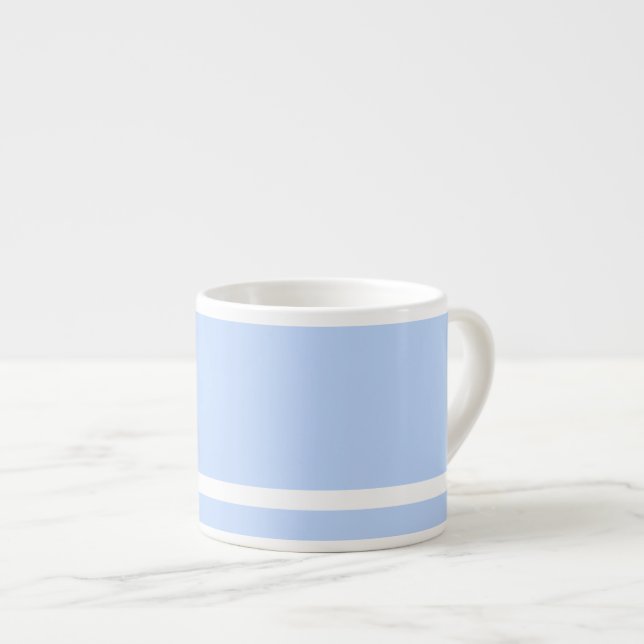 Taza De Espresso Café Fuerte Azul Pálido Con Banda Blanca (Derecha)