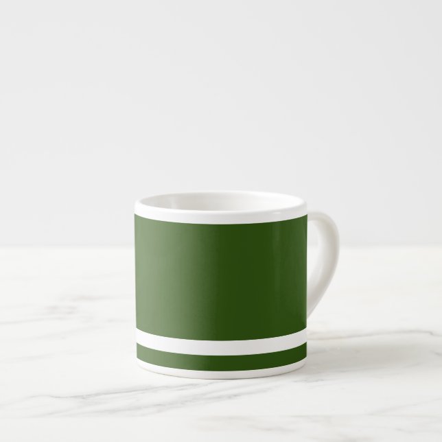 Taza De Espresso Café Fuerte De Oliva Verde Con Banda Blanca (Derecha)