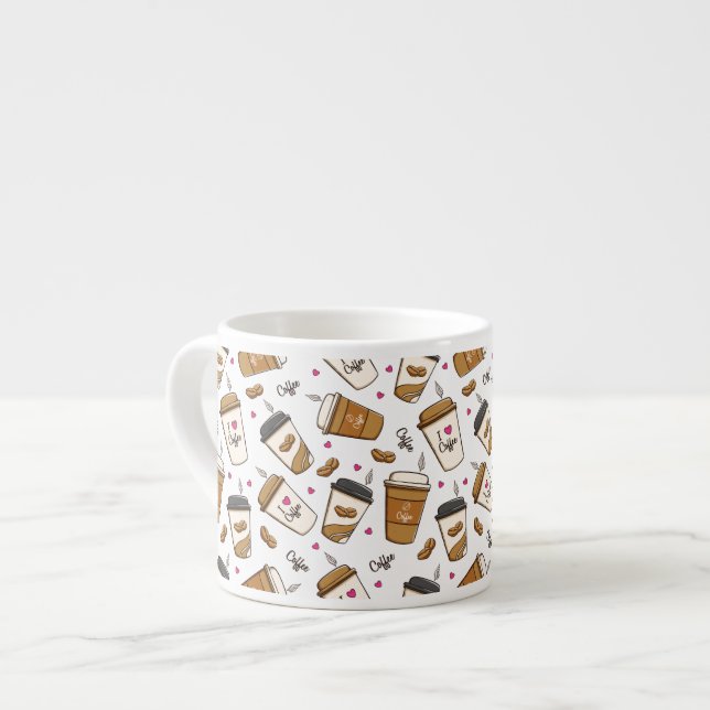 Taza De Espresso Cafés, Frijoles, Amante del Café, Corazones (Izquierda)