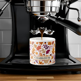 Taza De Espresso Caída personalizada - Nombre de hojas y acuñacione