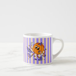 Taza De Espresso Calabaza de Halloween con retro lindo