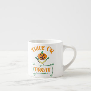 Taza De Espresso Calabaza de Halloween con truco o tratar cruces