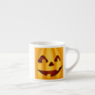 Taza De Espresso Calabaza tallada sonriendo diseño de Halloween