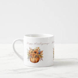 Taza De Espresso Calabaza y flores - Acción de Gracias-
