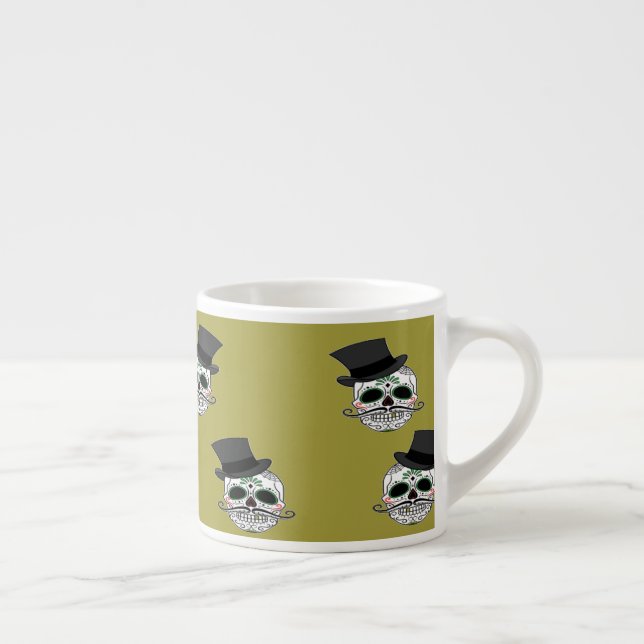 Taza De Espresso Calavera con sombrero superior (Derecha)