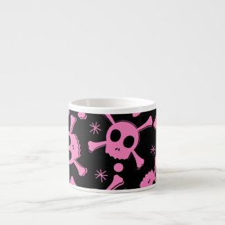 Taza De Espresso Calavera pirata: Patrón de corazones brutales