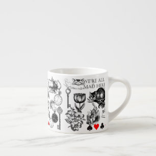 Taza De Espresso Cáliz clásico del gato de Cheshire en wonderland m