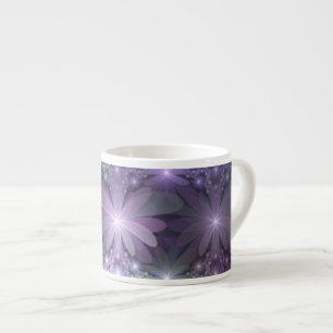 Taza De Espresso Cama de flores arte abstracto fractal brillante de
