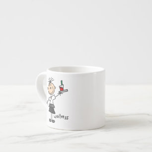 Taza De Espresso Camarera Figura de Palitos