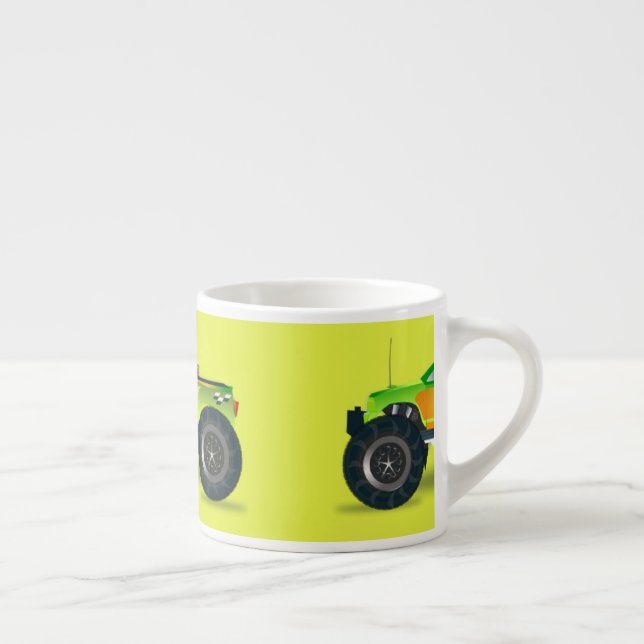 Taza De Espresso Camión de monstruos en verde limón (Derecha)