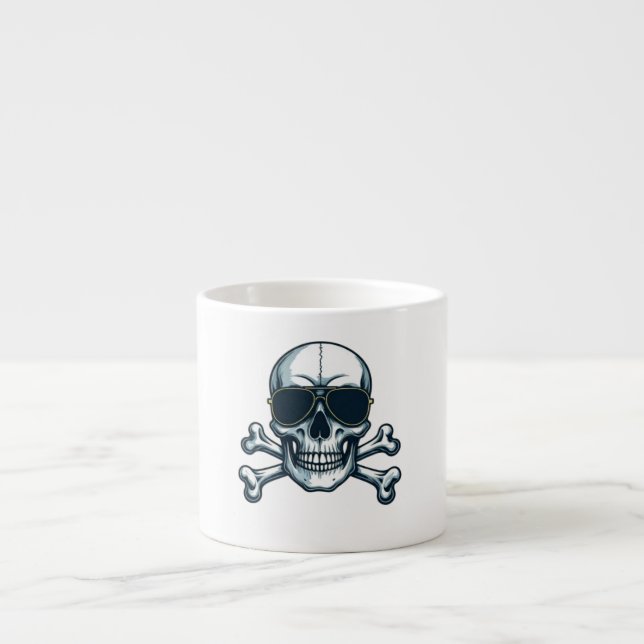 Taza De Espresso Camiseta del cráneo Rockstar - Negrita y Badass" (Frente)