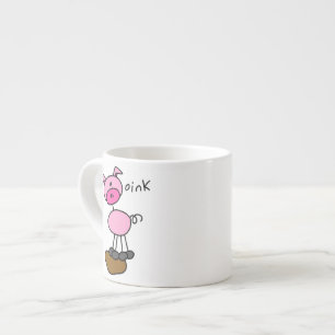 Taza De Espresso Camisetas y regalos de cerdos con figuras de palit