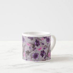 Taza De Espresso campanas de mano violetas y modelo de mariposas