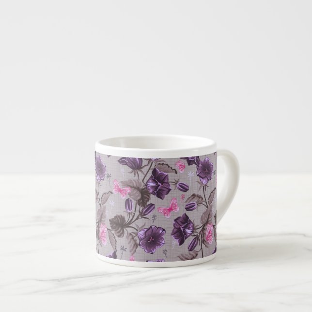 Taza De Espresso campanas de mano violetas y modelo de mariposas (Derecha)