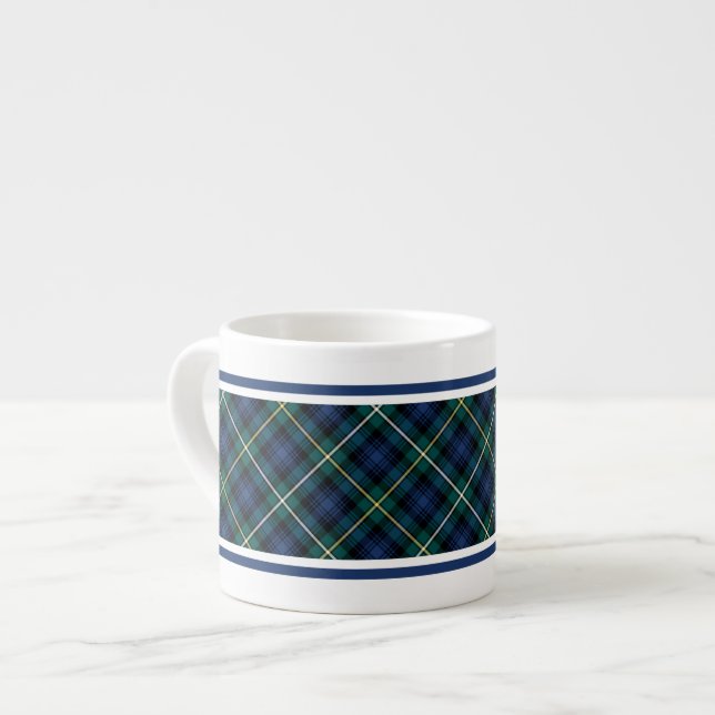 Taza De Espresso Campbell Clan Navy Blue Scottish Tartán (Izquierda)