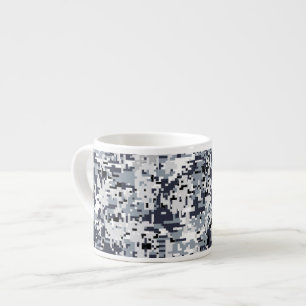 Taza De Espresso Camuflaje digital gris plateado estilo urbano
