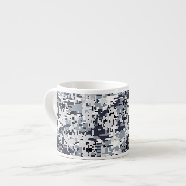 Taza De Espresso Camuflaje digital gris plateado estilo urbano (Izquierda)