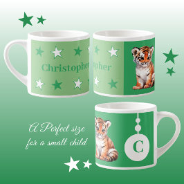 Taza De Espresso Canto de tigre infantil nombre personalizado verde