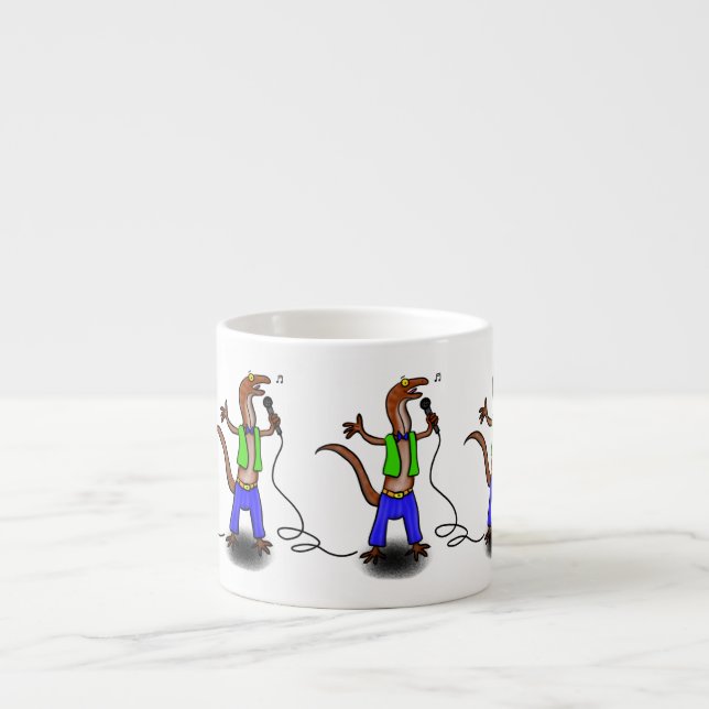 Taza De Espresso Canto gracioso de lagarto con personalizado de mic (Frente)