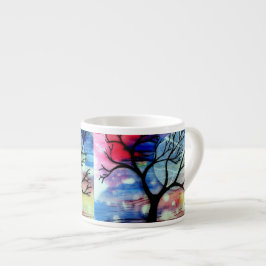 Taza De Espresso Capas transparentes del árbol y de la tinta
