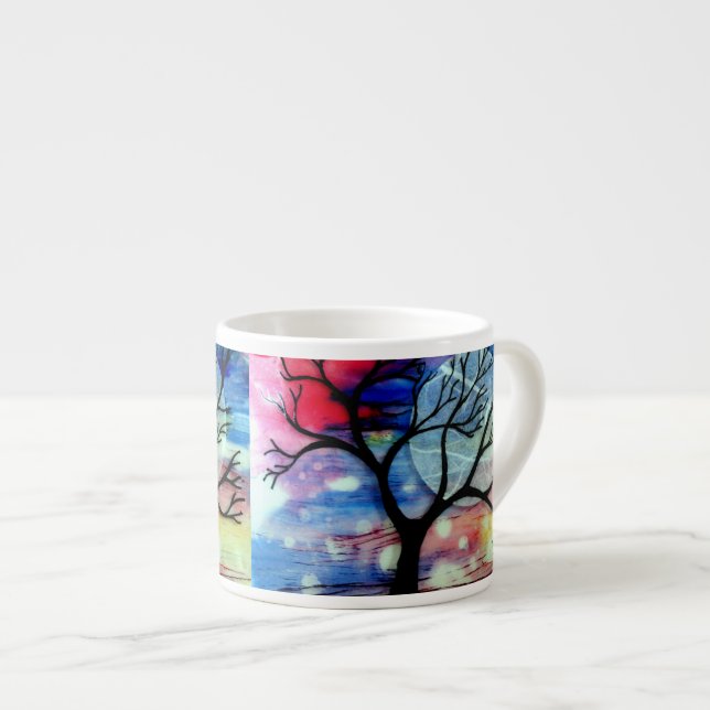 Taza De Espresso Capas transparentes del árbol y de la tinta (Derecha)