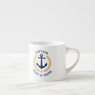 Taza De Espresso Capitán Nombre Barco Anchor Estrella del Laurel E